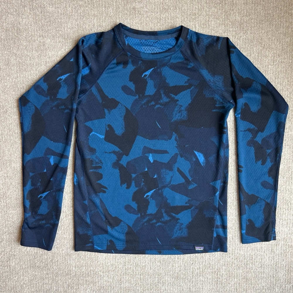 Patagonia Capilene Midweight Shirt Youth Sz XL 14 Camo Long Sleeve BaseLayer